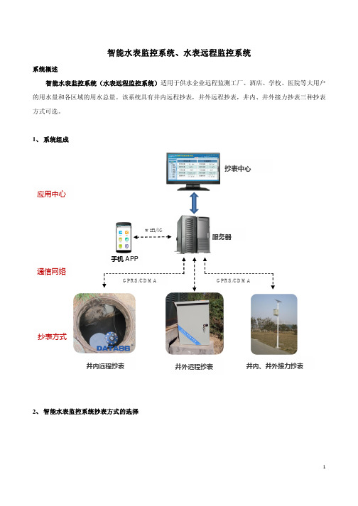 智能水表监控系统、水表远程监控系统