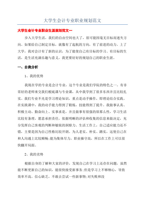 大学生会计专业职业规划范文