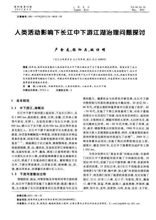 人类活动影响下长江中下游江湖治理问题探讨