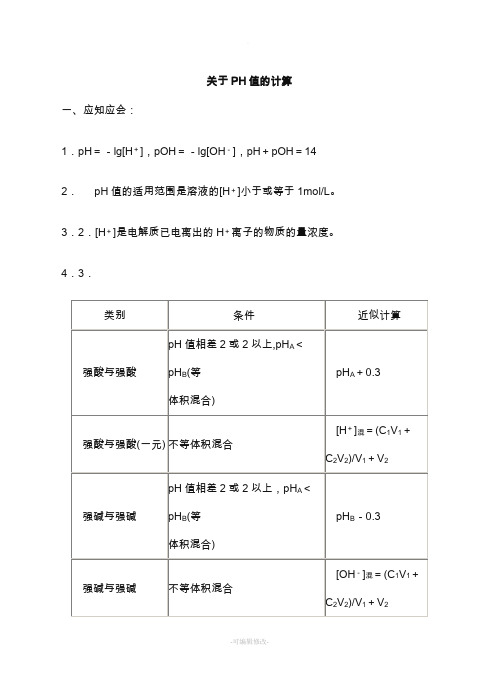 PH计算公式