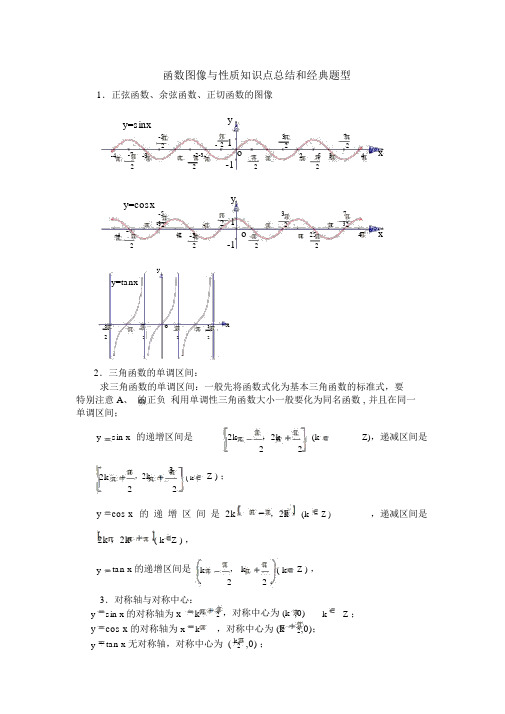 三角函数图像与性质知识点总结和经典题型