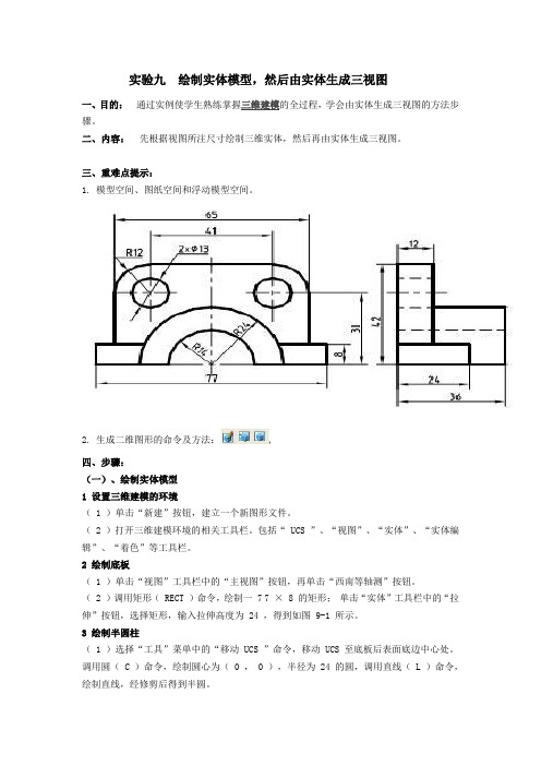 实体生三视图