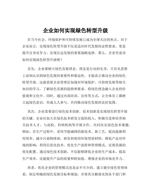 企业如何实现绿色转型升级