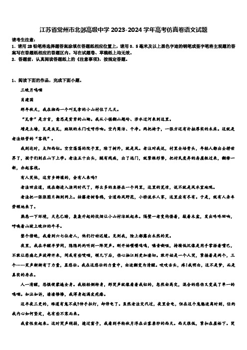 江苏省常州市北郊高级中学2023-2024学年高考仿真卷语文试题含解析