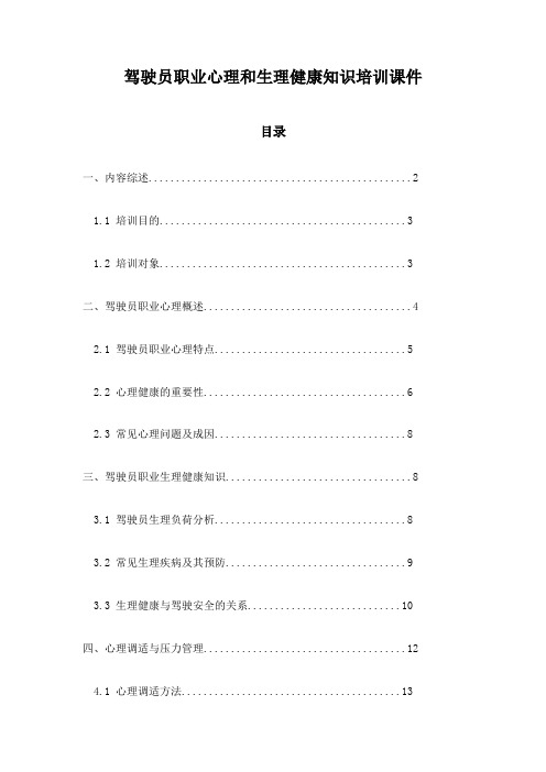 驾驶员职业心理和生理健康知识培训课件