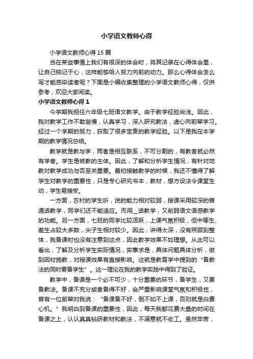 小学语文教师心得