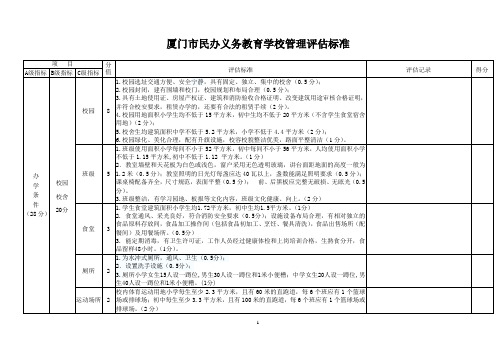 厦门市民办义务教育学校管理评估标准