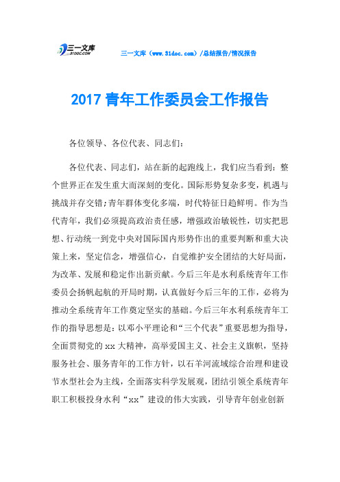 2017青年工作委员会工作报告