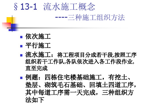 流水施工概念三种施工组织方法