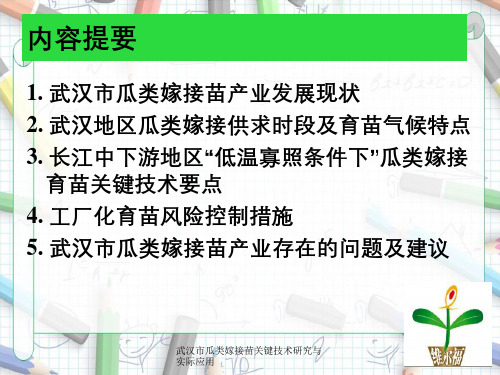 武汉市瓜类嫁接苗关键技术研究与实际应用