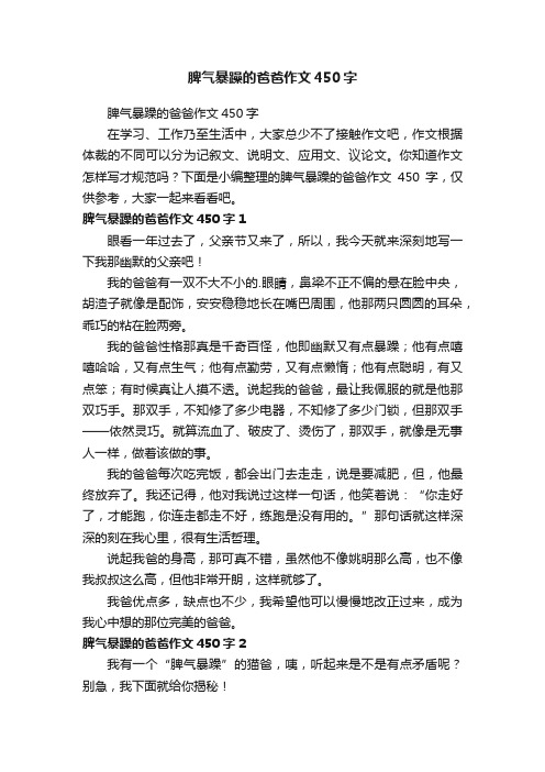 脾气暴躁的爸爸作文450字