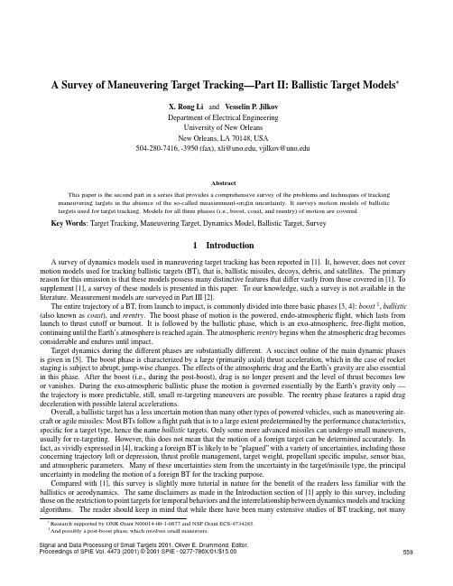 Survey of Maneuvering Target Tracking—Part II Ballistic models target