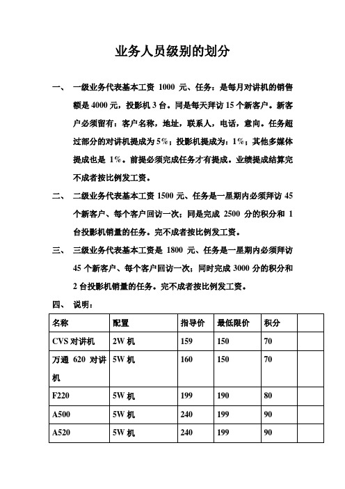 业务人员级别的划分