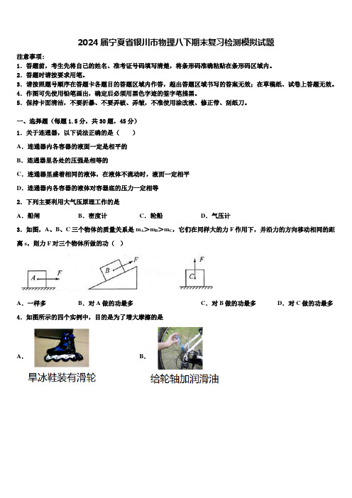 2024届宁夏省银川市物理八下期末复习检测模拟试题及答案解析