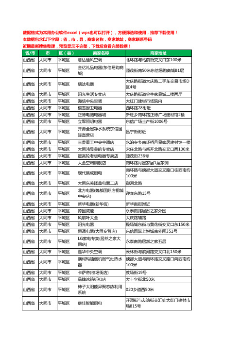 2020新版山西省大同市平城区家用电器工商企业公司商家名录名单联系电话号码地址大全222家