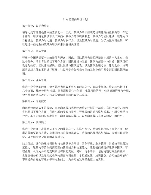 针对经理的培训计划