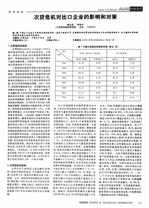 次贷危机对出口企业的影响和对策