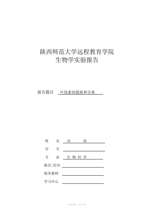 叶绿素的提取和分离实验报告