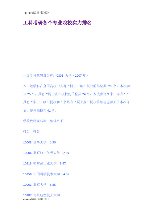 工科考研各个专业院校实力排名只是分享