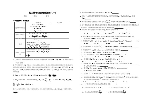 高三数学知识清理提纲(11)