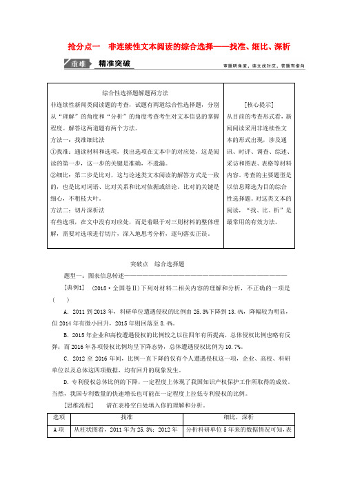 2019年高考语文高分技巧二轮复习 专题四 抢分点一 非连续性文本阅读的综合选择讲义(含解析)