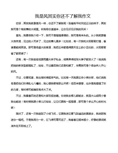 我是风其实你还不了解我作文