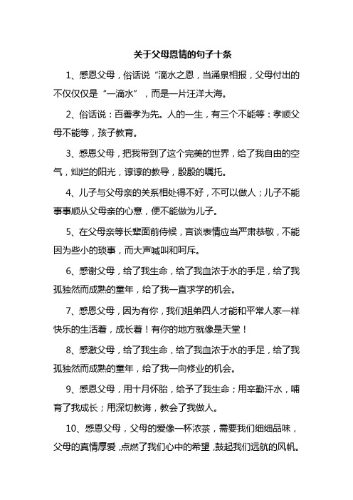 关于父母恩情的句子十条