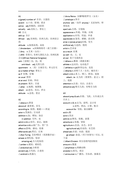 人教版英语必修1-选修8单词(按字母顺序)