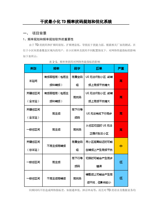 干扰最小化TD频率规划和优化系统文档