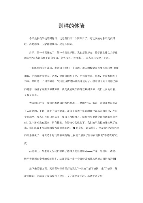 别样的体验作文600字八年级