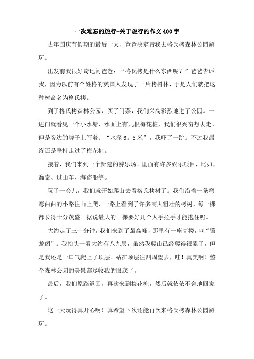 一次难忘的旅行-关于旅行的作文400字