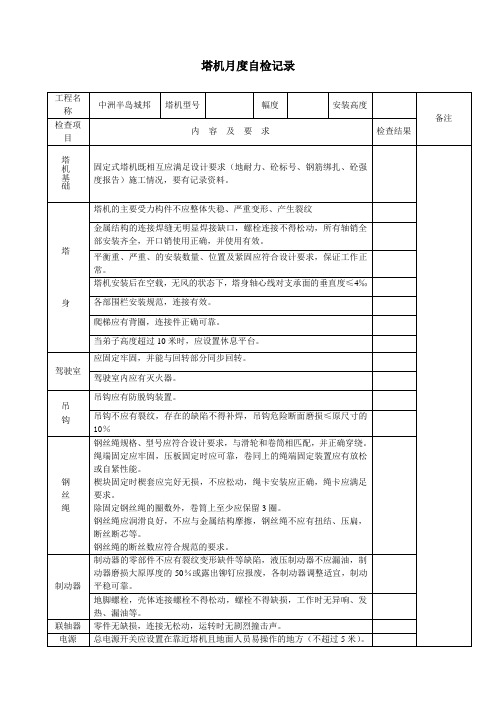 塔吊安装自检记录