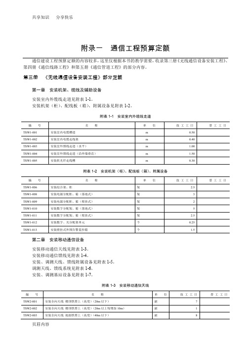 通信工程预算定额