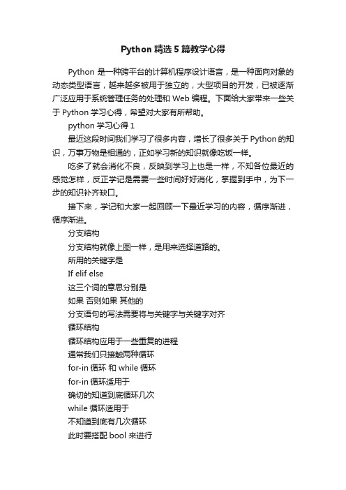 Python精选5篇教学心得