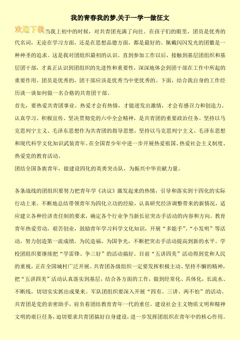我的青春我的梦,关于一学一做征文