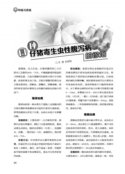 四种仔猪寄生虫性腹泻病的诊治