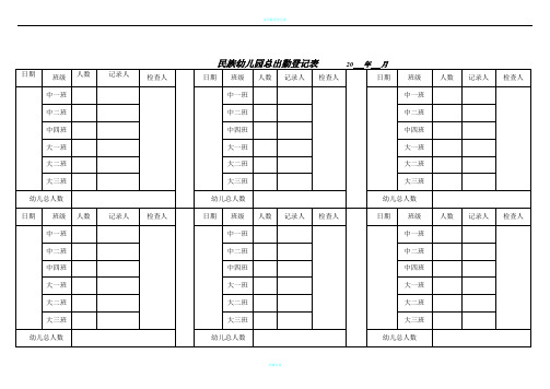 幼儿园出勤记录表