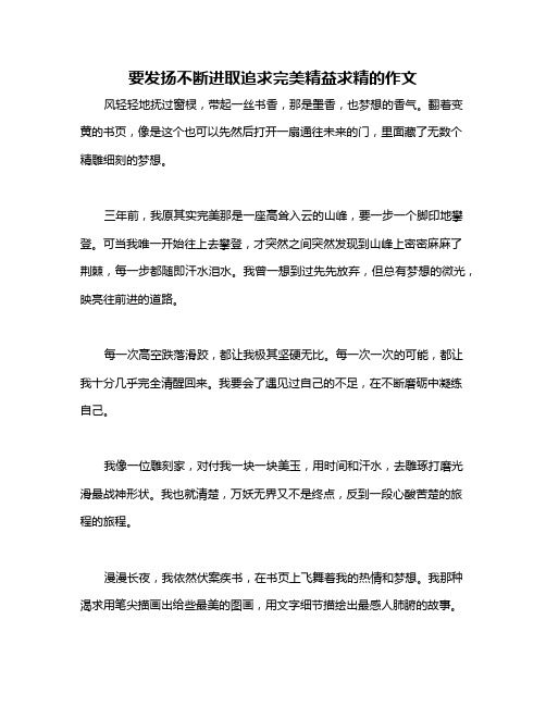 要发扬不断进取追求完美精益求精的作文