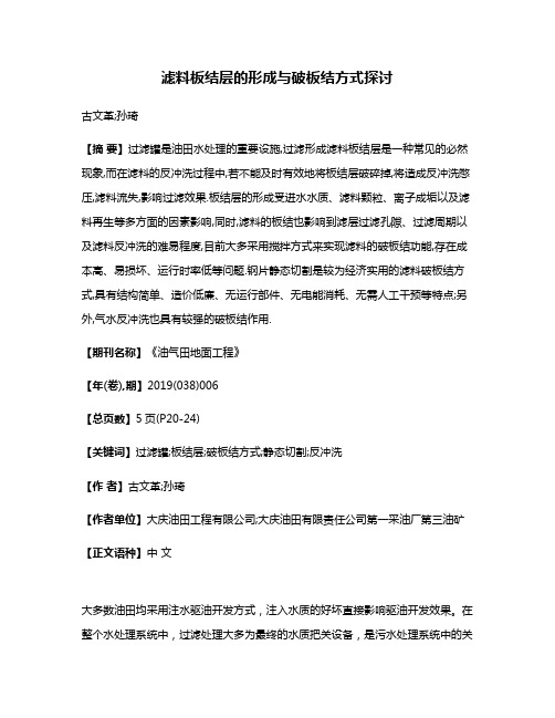 滤料板结层的形成与破板结方式探讨