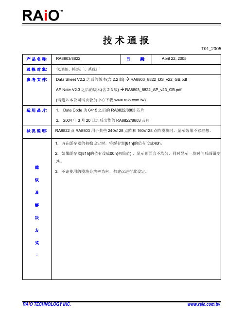 ra8803技术通报