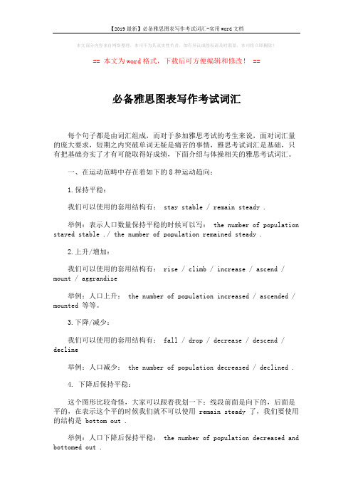 【2019最新】必备雅思图表写作考试词汇-实用word文档 (1页)