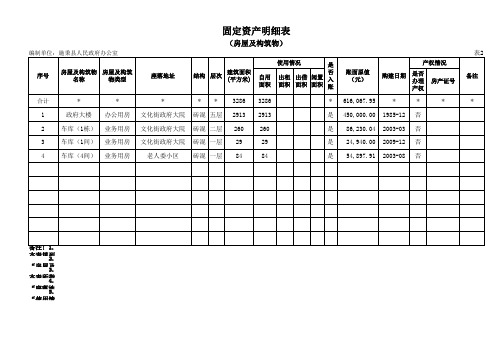 (县政府办)施秉县行政机关及事业单位经营性资产清查表(附件1)