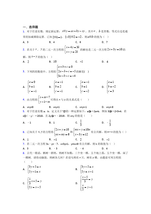 长沙市长郡双语实验学校七年级数学下册第八单元《二元一次方程组》经典测试题(培优练)