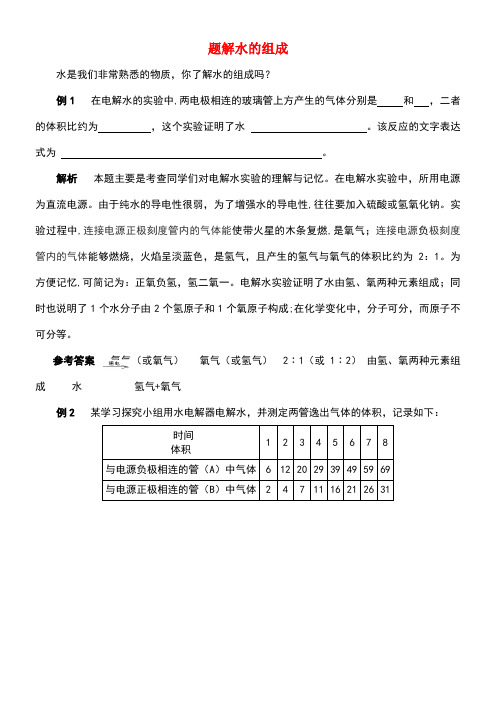 九年级化学全册第2单元探秘水世界题解水的组成释疑解析素材鲁教版(new)