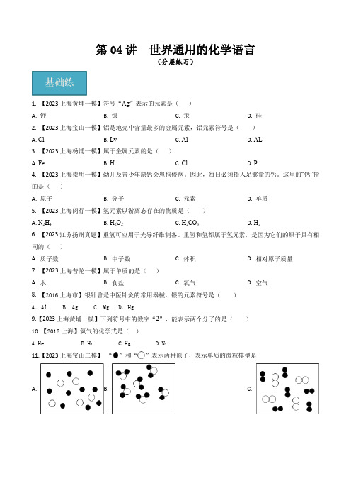 第04讲世界通用的化学语言(分层练习)(原卷版)