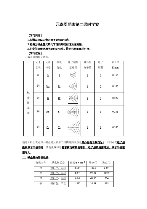 2020—2021学年人教版必修二第一章第一节元素周期表第二课时学案有答案