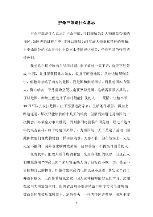 拼命三郎是什么意思