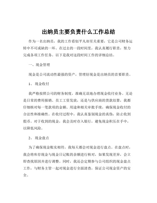 出纳员主要负责什么工作总结