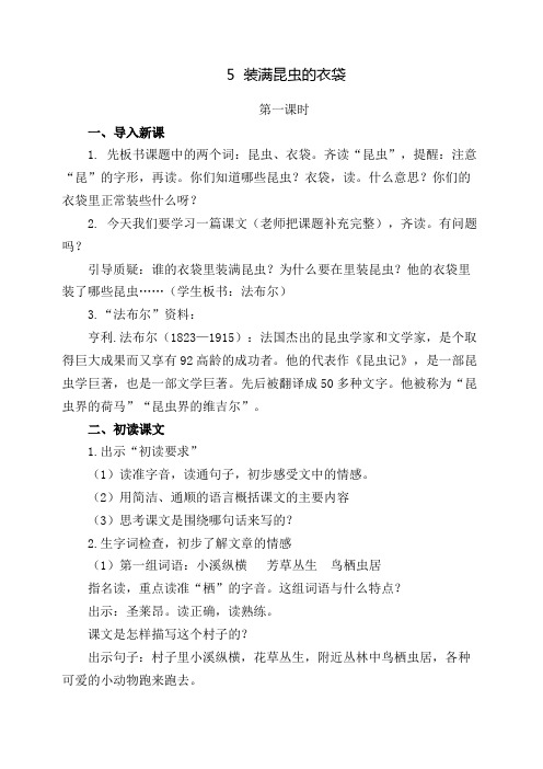 苏教版五年级语文上册《文 5 装满昆虫的衣袋》精品课课件_4