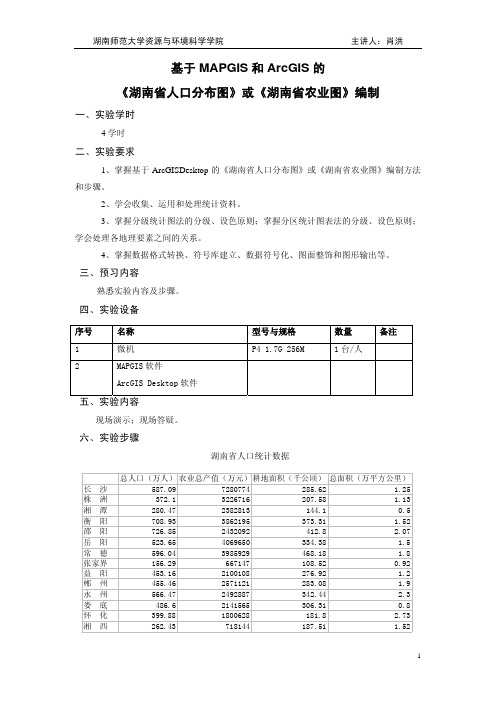 基于ArcGIS的湖南省人口图编制